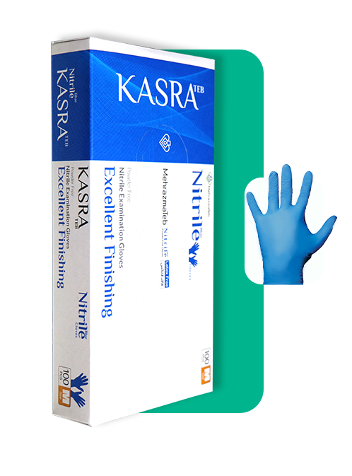 دستکش نیتریل آبی کسری طب