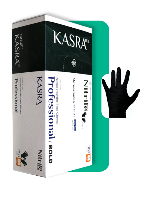 دستکش نیتریل مشکی کسری طب